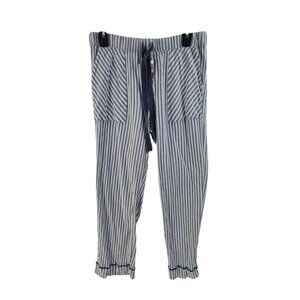Aerie Lounge Pajama Pants Blue White Striped Women's Size M Elastic waistband
